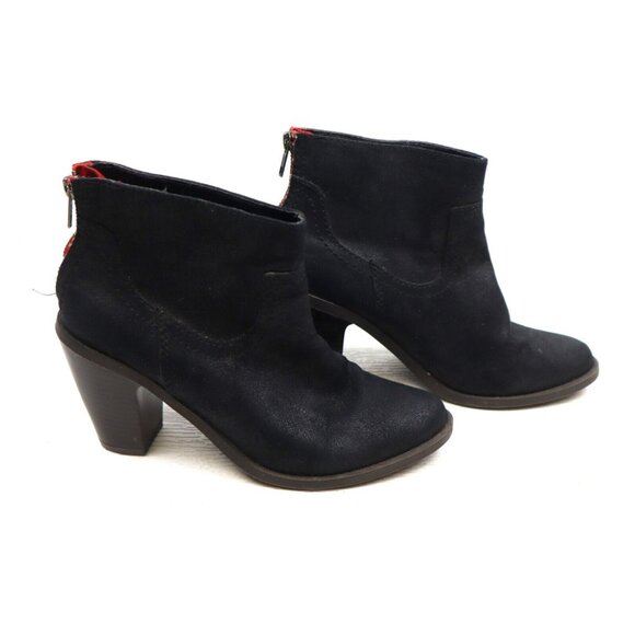 Women's Mossimo Black Ankle Boots Block Heel Zipper Booties Shoes Size 8 - Picture 1 of 6